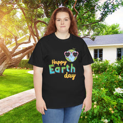 Earth Day T-Shirt — "Happy Earth Day" Cute Earth with Sunglasses Eco Graphic Tee