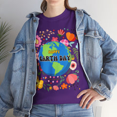 Earth Day Floral Tee — "Happy Earth Day" Graphic T-Shirt