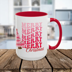 Pink Merry Merry Merry Christmas Mug