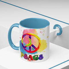 Colorful Peace Mug with Tie-Dye Design, Various Colors & Sizes