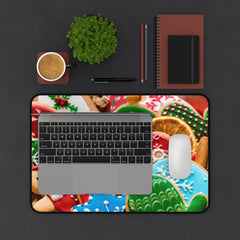 Festive Cookie-Themed Desk Mat | Holiday Office Decor,