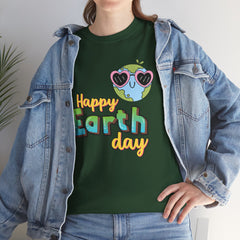 Earth Day T-Shirt — "Happy Earth Day" Cute Earth with Sunglasses Eco Graphic Tee