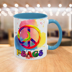 Colorful Peace Mug with Tie-Dye Design, Various Colors & Sizes