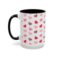 Heart Pattern Coffee Mug — Cute Pink & Red Hearts Ceramic Mug (11oz/15oz)