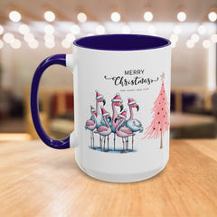 Colorful Holiday Mug, Christmas Flamingo Design