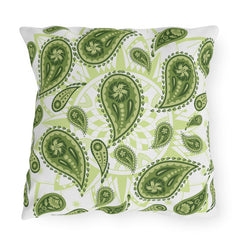Reversible Pillow Green Paisley Design