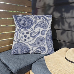 Reversible Blue Floral Paisley Outdoor Pillows