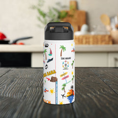Orange Beach Water Bottle, Eco-Friendly Stainless Steel Hydration Flask,