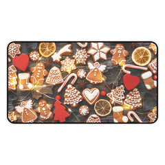 Festive Gingerbread Man Desk Mat Holiday Design,