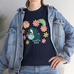 Earth Day Cute Floral Graphic Tee — "Earth Day" Cute Planet & Flowers T-Shirt