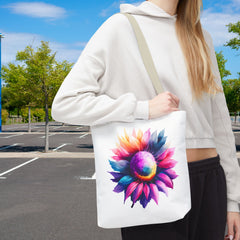 Vibrant Floral Tote Bag, Colorful Flower Design,