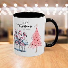 Colorful Holiday Mug, Christmas Flamingo Design