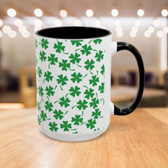 Shamrock Pattern Coffee Mug — St. Patrick’s Day Green Clover Ceramic Mug (11oz & 15oz)