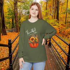 Thankful Floral Pumpkin Long Sleeve T-Shirt,