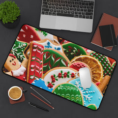Festive Cookie-Themed Desk Mat | Holiday Office Decor,