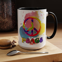 Colorful Peace Mug with Tie-Dye Design, Various Colors & Sizes