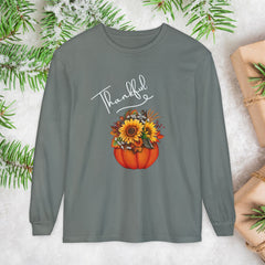 Thankful Floral Pumpkin Long Sleeve T-Shirt,