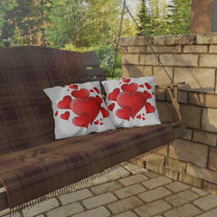 Outdoor Pillow – Red Heart Cluster Decorative Accent for Patio, Valentine’s Day & Romantic Decor