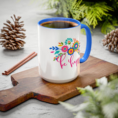Be Happy Floral Mug — Colorful 11oz & 15oz Ceramic Coffee Mug