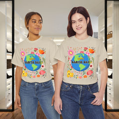 Earth Day Floral Tee — "Happy Earth Day" Graphic T-Shirt