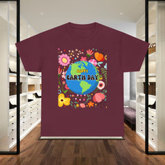 Earth Day Floral Tee — "Happy Earth Day" Graphic T-Shirt