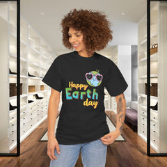 Earth Day T-Shirt — "Happy Earth Day" Cute Earth with Sunglasses Eco Graphic Tee