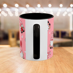 Valentine Gnome Coffee Mug — Pink Heart Pattern 11oz/15oz