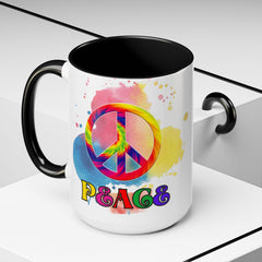 Colorful Peace Mug with Tie-Dye Design, Various Colors & Sizes