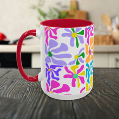 Colorful Floral Pattern Mug — Bright Retro Daisy Coffee Cup (11oz & 15oz)
