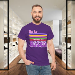 He Is Risen Tee — Retro Stripes Easter Christian T-Shirt