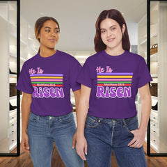 He Is Risen Tee — Retro Stripes Easter Christian T-Shirt