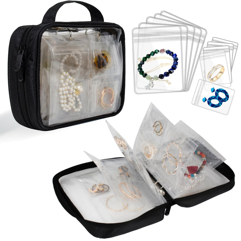 LingLingo Travel Jewelry Organizer Case Transparent Jewelry Storage Book